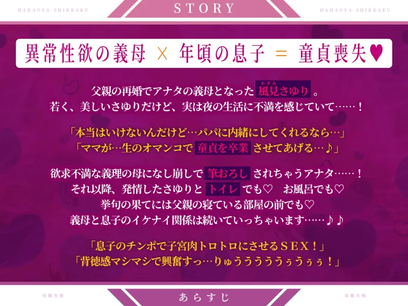 【KU100】母親失格 ～異常性欲を持つ義母に無理やり筆おろしされ童貞卒業～