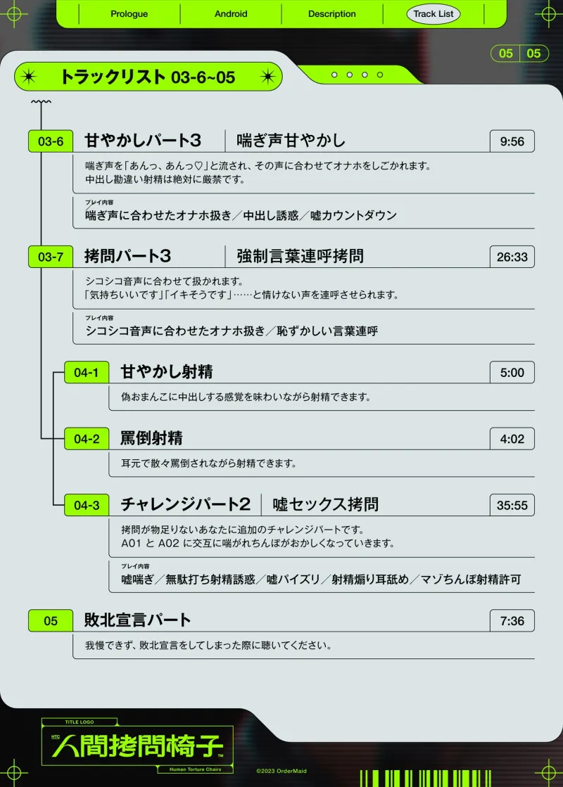 人間拷問椅子  アンドロイドの甘々×残酷な拷問でマゾを壊す射精禁止拷問プログラム