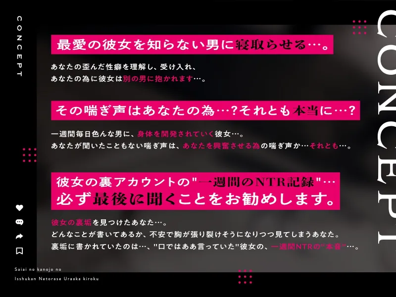 【寝取らせ性癖】最愛の彼女の一週間NTR記録～あなたが知らない喘ぎ声～