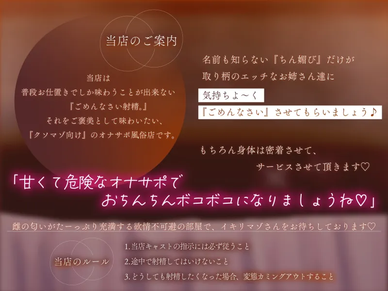 [密着]ごめんなさいで出しましょうか♡名前も知らないお姉さん達の惨めな射精我慢オナニーサポート