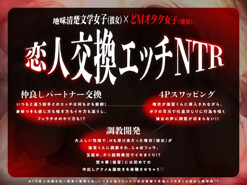 【JKスワップ】NTR恋人交換日記～寝取り寝取られ、いつもと違うエッチに至近距離で卑猥にイキまくる彼女に鬱勃起！?