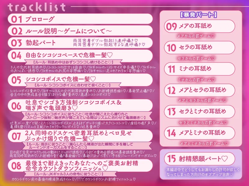 クソ雑魚マゾチンポ危機一髪♡～くっそ性格の悪いJKギャル3人組のおちんぽぶっ壊し耳舐め射精禁止ゲーム～