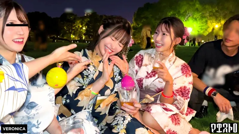 浴衣美女たちをナンパで納涼祭！盛り上がって疲れ切ったカラダに男達が群がって集団SEX！？【るる/ゆい/あかり/ひなこ】Ver.るる&ゆい