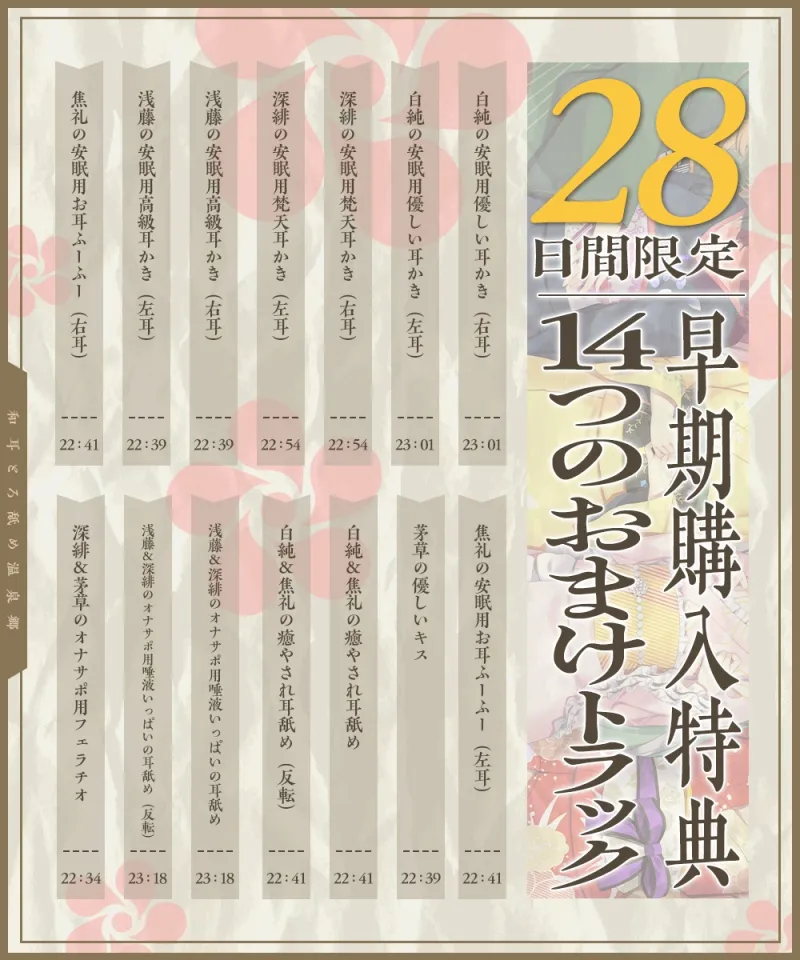 【2026年04月18日迄限定】和耳とろ舐め温泉郷～至高のケモミミハーレムプレイで、脳イキ絶頂♪ パパ呼び＆媚び媚びボイス満載の搾精旅館！
